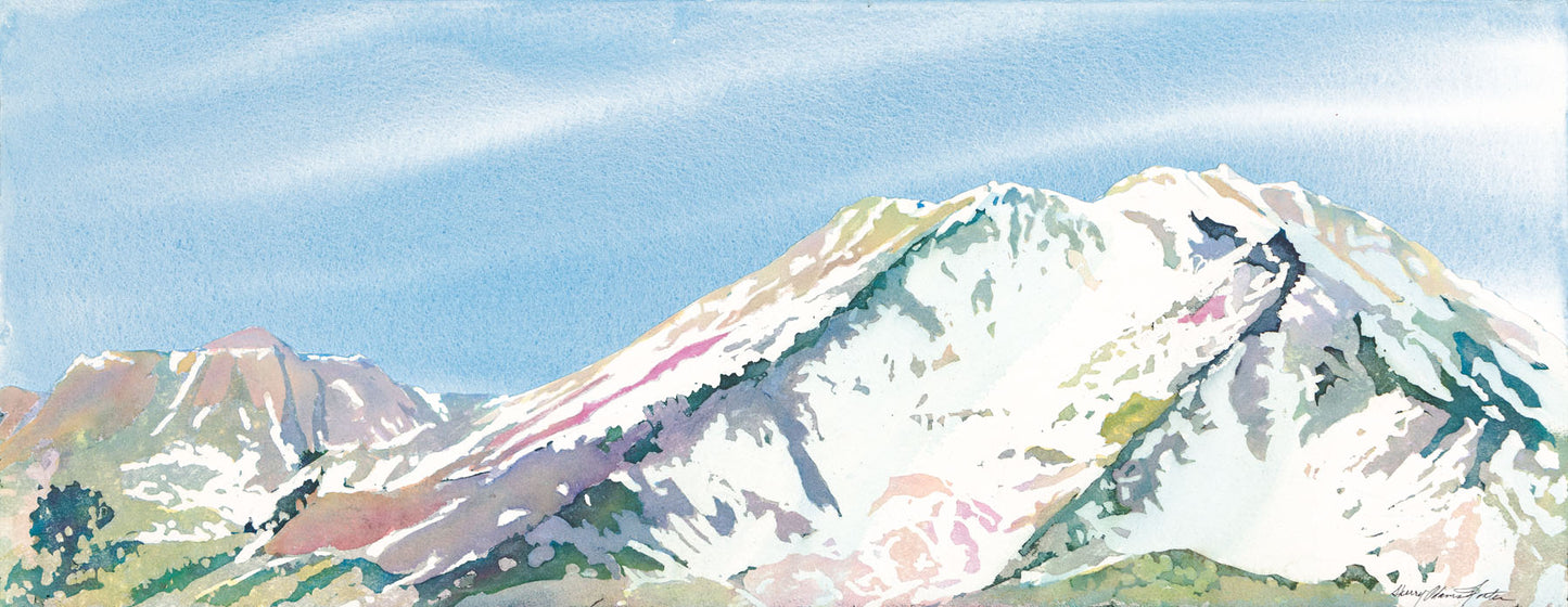Shasta and Shastina-Watercolor
